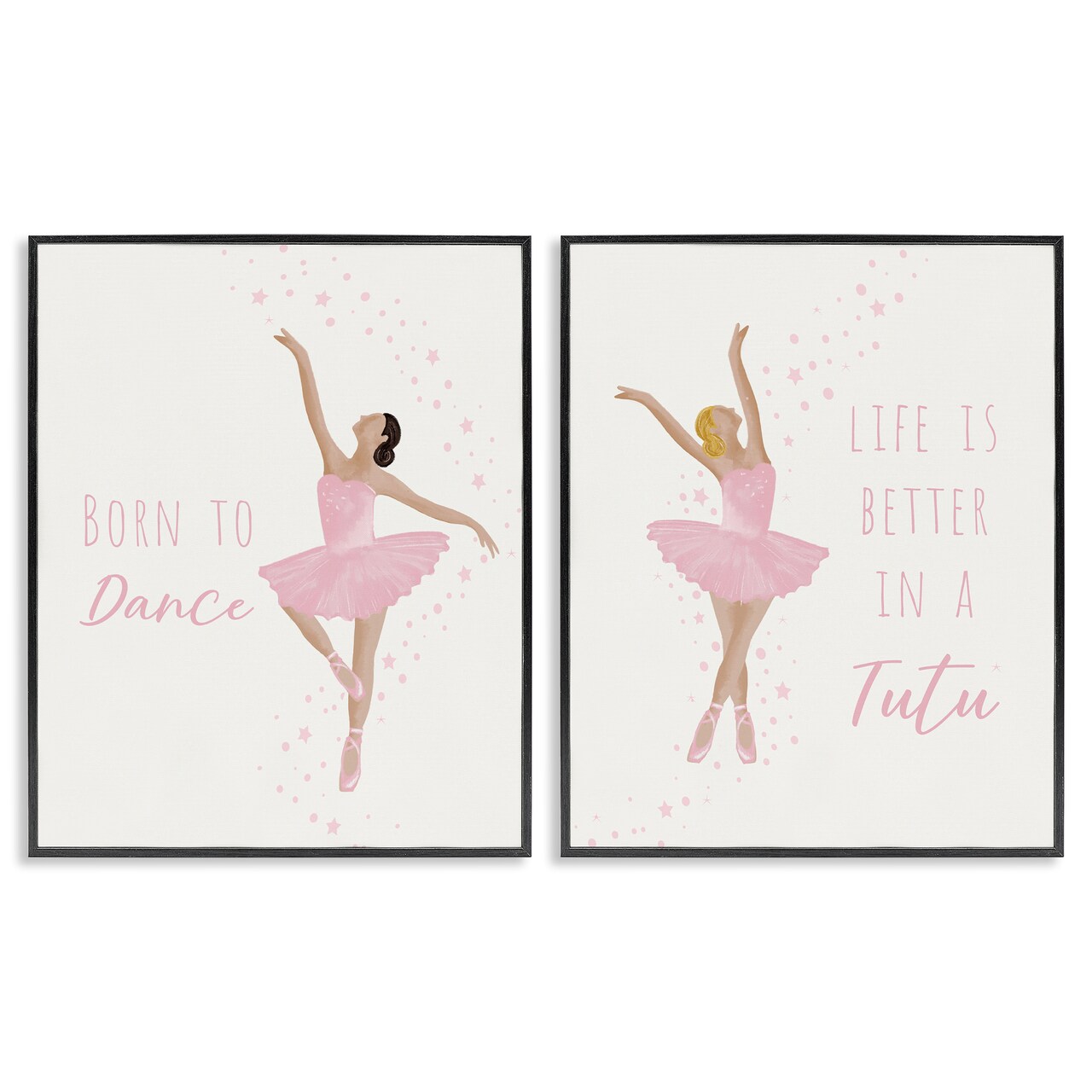 Stupell Industries Inspiring Ballerina Sentiments 2pc Framed Giclee Set Design by Chen Alyesh